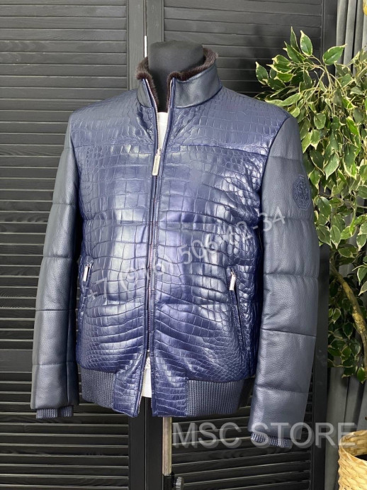 Кожаная куртка со вставками крокодила Stefano Ricci 8653