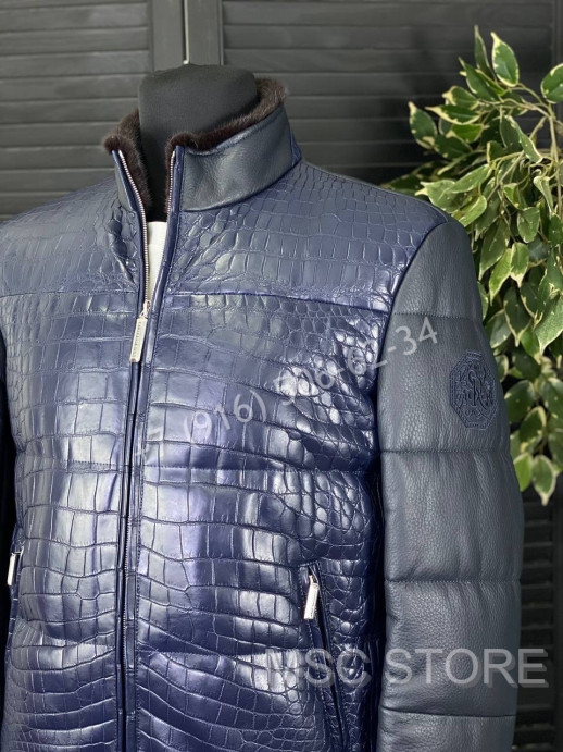 Кожаная куртка со вставками крокодила Stefano Ricci 8653