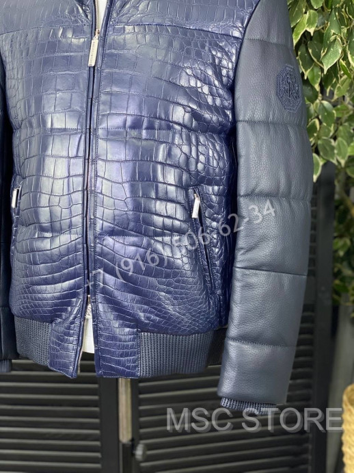 Кожаная куртка со вставками крокодила Stefano Ricci 8653