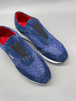 Кроссовки со вставками питона Zilli 6138