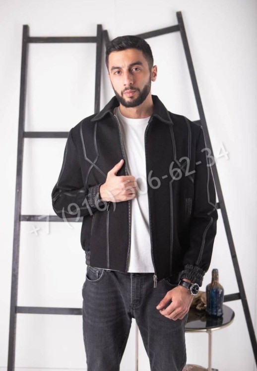 Кашемировая куртка ZILLI со вставками кожи крокодила 17407