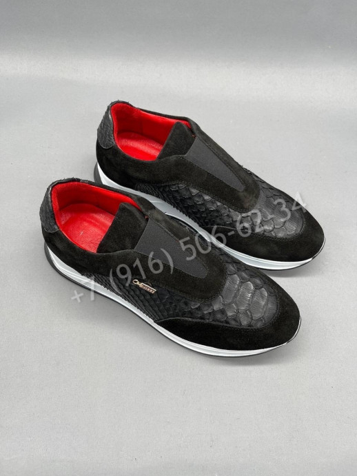 Кроссовки со вставками питона Zilli 6139