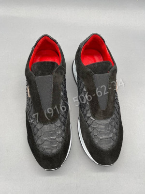 Кроссовки со вставками питона Zilli 6139