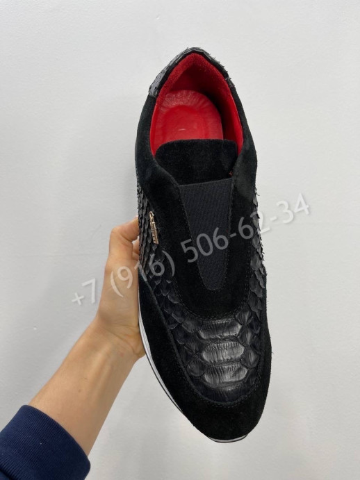 Кроссовки со вставками питона Zilli 6139