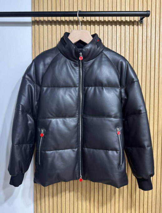 Кожаный пуховик Kiton 16009