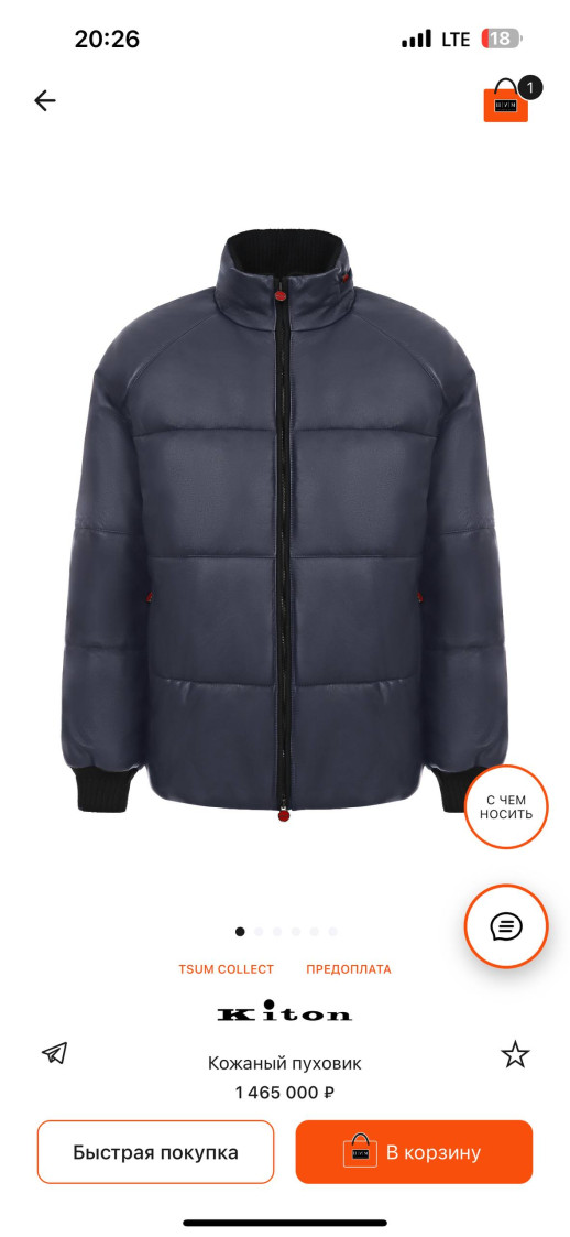 Кожаный пуховик Kiton 16009