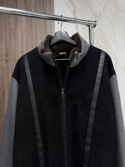 Куртка Loro Piana с вставками крокодила/ мех Рекс 8798