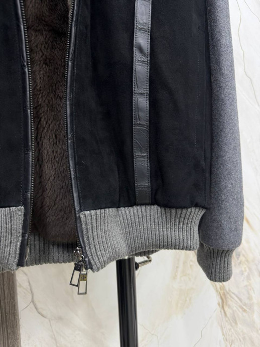Куртка Loro Piana с вставками крокодила/ мех Рекс 8798