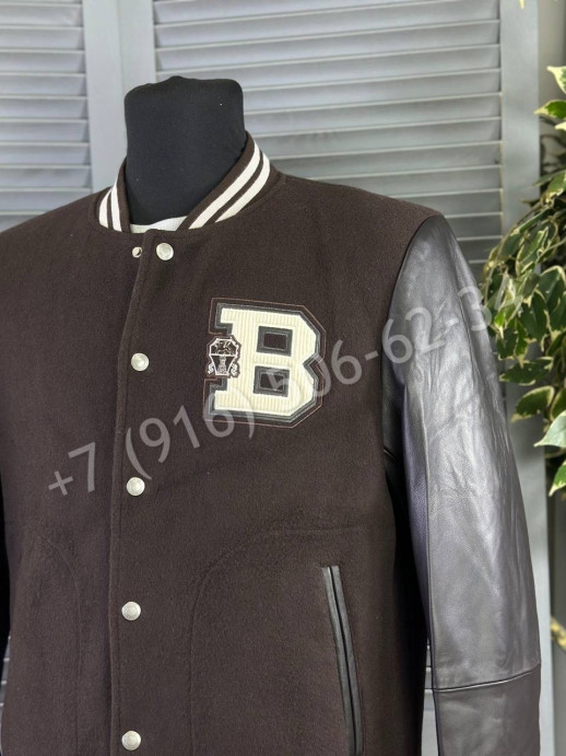 Бомбер комбинированный с рукавами из кожи Brunello Cucinelli 21820