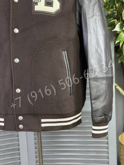 Бомбер комбинированный с рукавами из кожи Brunello Cucinelli 21820