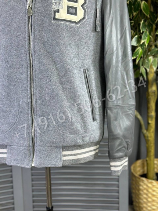 Бомбер комбинированный с рукавами из кожи Brunello Cucinelli 21821