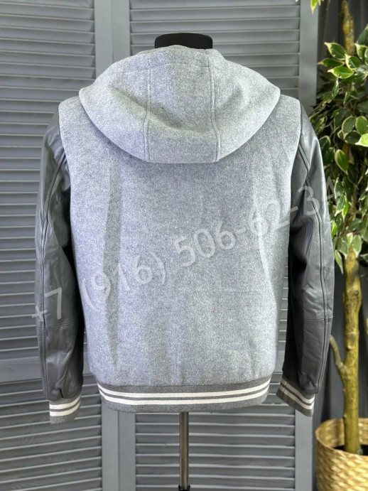 Бомбер комбинированный с рукавами из кожи Brunello Cucinelli 21821