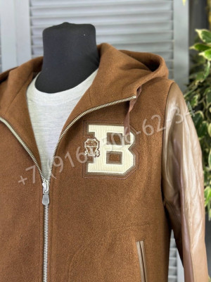 Бомбер комбинированный с рукавами из кожи Brunello Cucinelli 21822