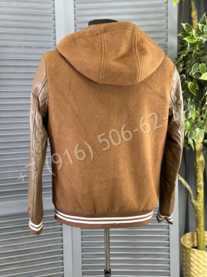 Бомбер комбинированный с рукавами из кожи Brunello Cucinelli 21822