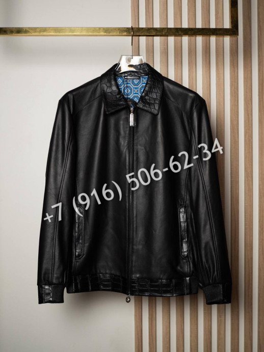 Кожаная куртка со вставками из кожи крокодила Stefano Ricci 5749 2