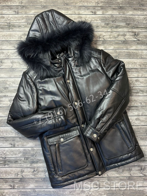 Кожаная куртка Stefano Ricci со вставками из натуральной кожи крокодила 9177