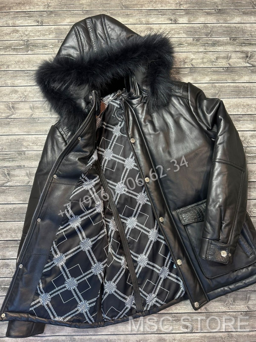 Кожаная куртка Stefano Ricci со вставками из натуральной кожи крокодила 9177