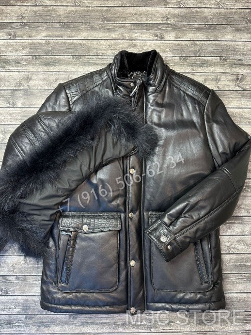 Кожаная куртка Stefano Ricci со вставками из натуральной кожи крокодила 9177