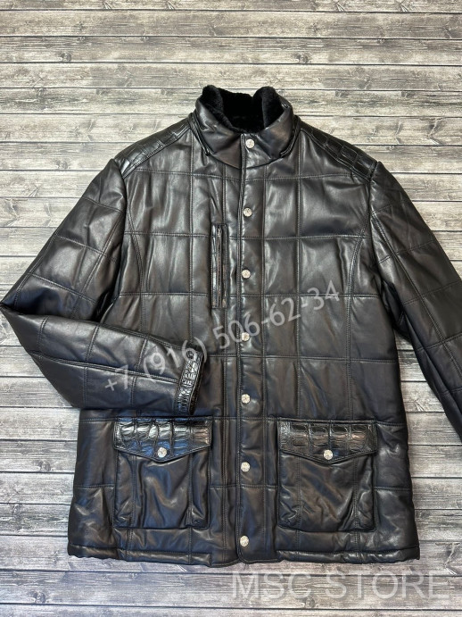 Кожаная куртка Stefano Ricci со вставками из натуральной кожи крокодила 9180