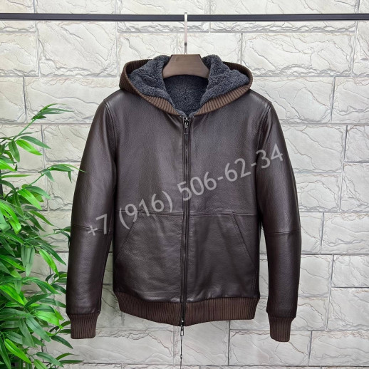 Кожаная куртка / Двухсторонняя Loro Piana / мех овчина 7639