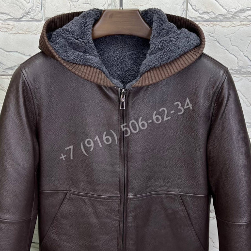 Кожаная куртка / Двухсторонняя Loro Piana / мех овчина 7639