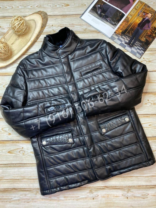 Кожаная куртка Stefano Ricci со вставками крокодила 7739