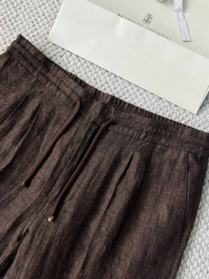 Брюки из льна Brunello Cucinelli 9939