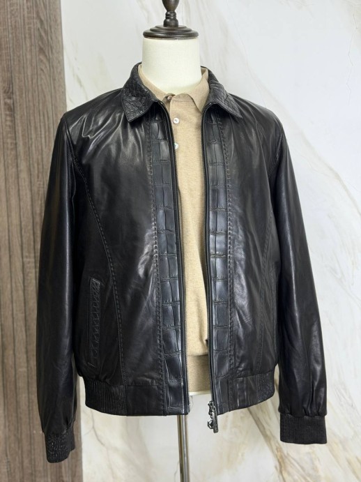 Кожаная куртка Stefano Ricci со вставками кожи 6388