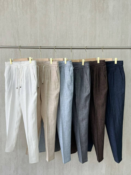 Брюки из льна Brunello Cucinelli 9944