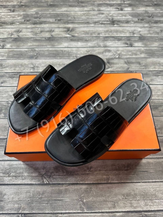 Тапочки Hermes из кожи крокодила 18633