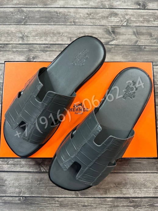 Тапочки Hermes из кожи крокодила 18634