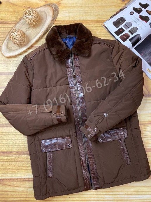 Куртка Angelo Galasso со вставками кожи крокодила 5540