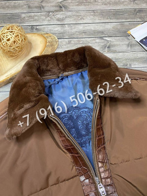 Куртка Angelo Galasso со вставками кожи крокодила 5540 1