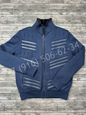 Вязаный кардиган ZILLI со вставками кожи крокодила (мех бобра) 21752