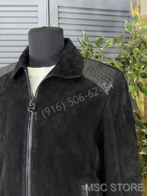 Замшевая куртка KITON со вставками кожи крокодила 9616