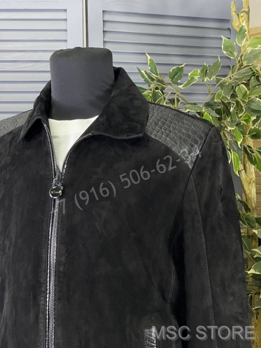 Замшевая куртка KITON со вставками кожи крокодила 9616