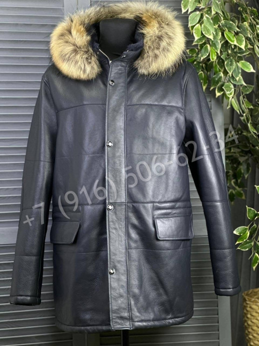 Кожаная куртка пальто Kiton на меху 24112