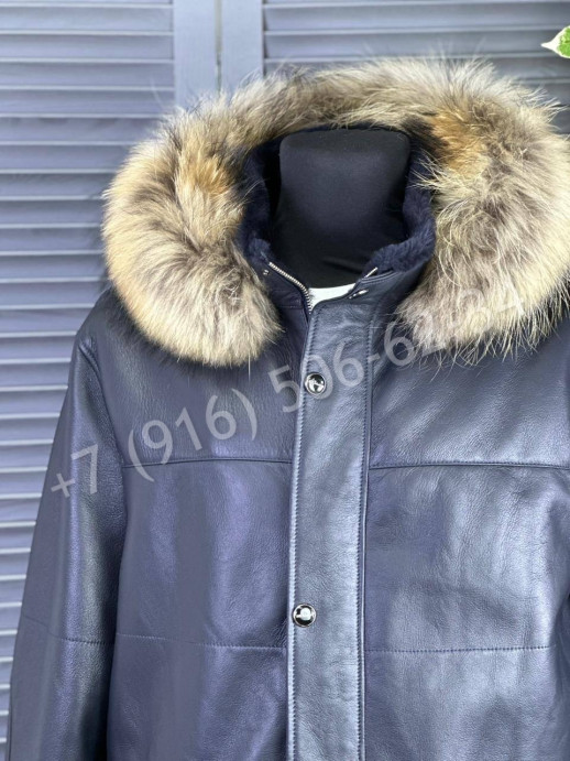 Кожаная куртка пальто Kiton на меху 24112