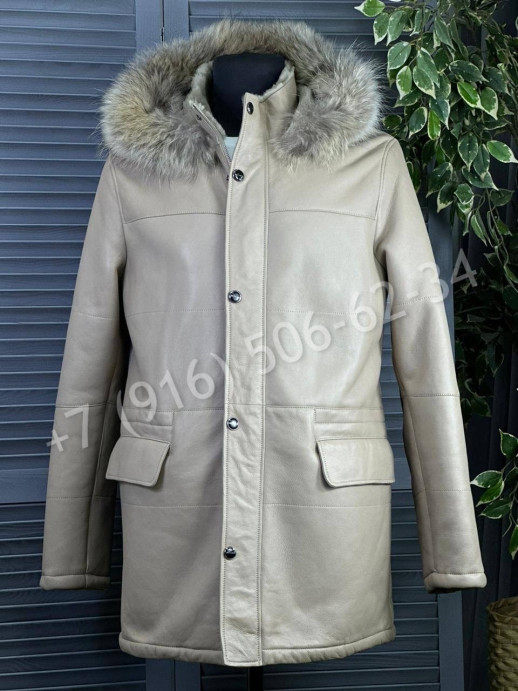 Кожаная куртка пальто Kiton на меху 24113