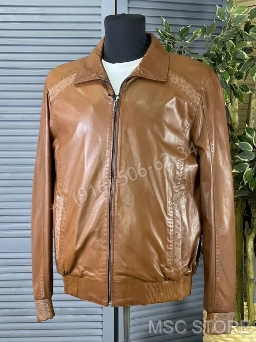 Кожаная куртка Stefano Ricci со вставками  кожи страуса 9618