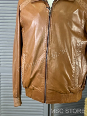 Кожаная куртка Stefano Ricci со вставками  кожи страуса 9618