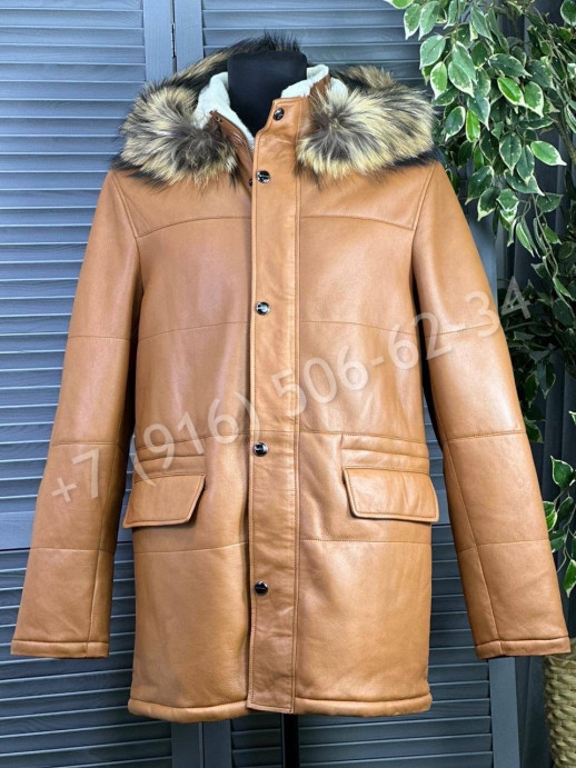 Кожаная куртка пальто Kiton на меху 24114