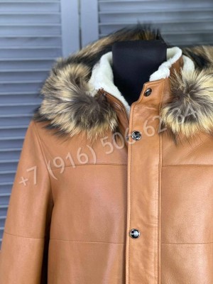 Кожаная куртка пальто Kiton на меху 24114