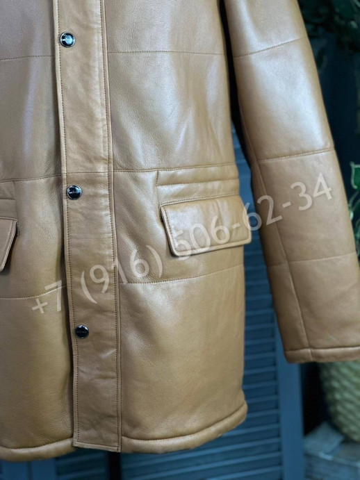 Кожаная куртка пальто Kiton на меху 24114