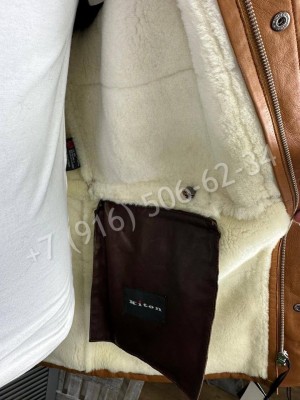 Кожаная куртка пальто Kiton на меху 24114