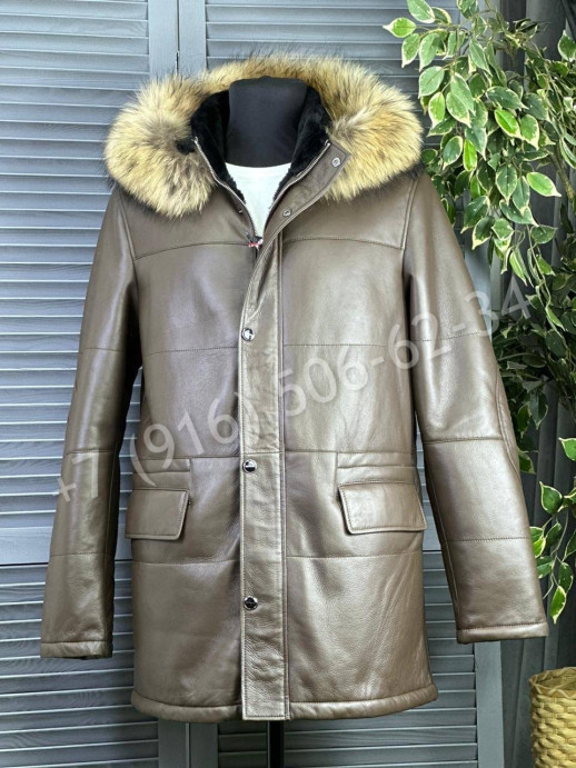 Кожаная куртка пальто Kiton на меху 24115