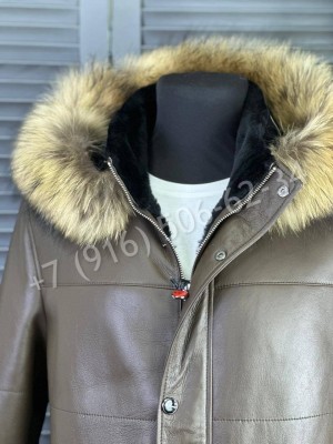 Кожаная куртка пальто Kiton на меху 24115