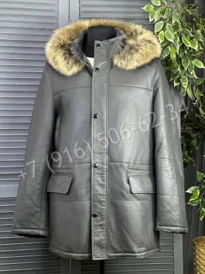 Кожаная куртка пальто Kiton на меху 24116