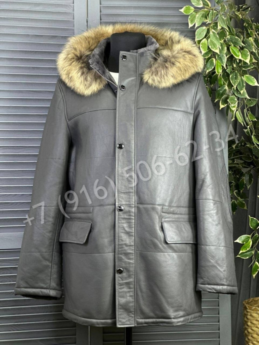 Кожаная куртка пальто Kiton на меху 24116