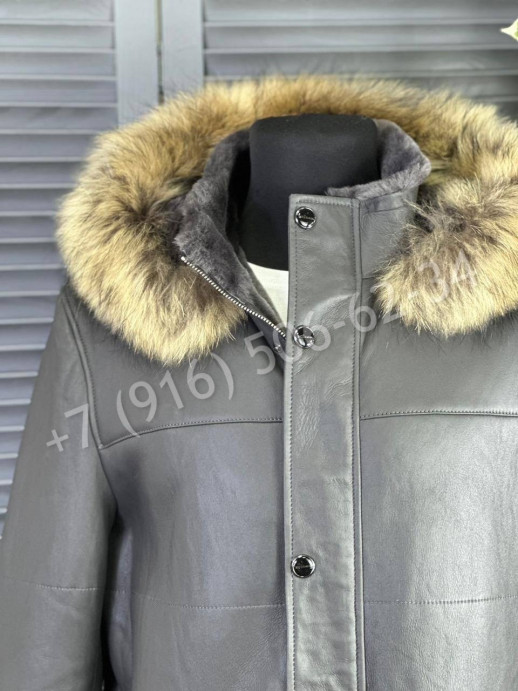 Кожаная куртка пальто Kiton на меху 24116